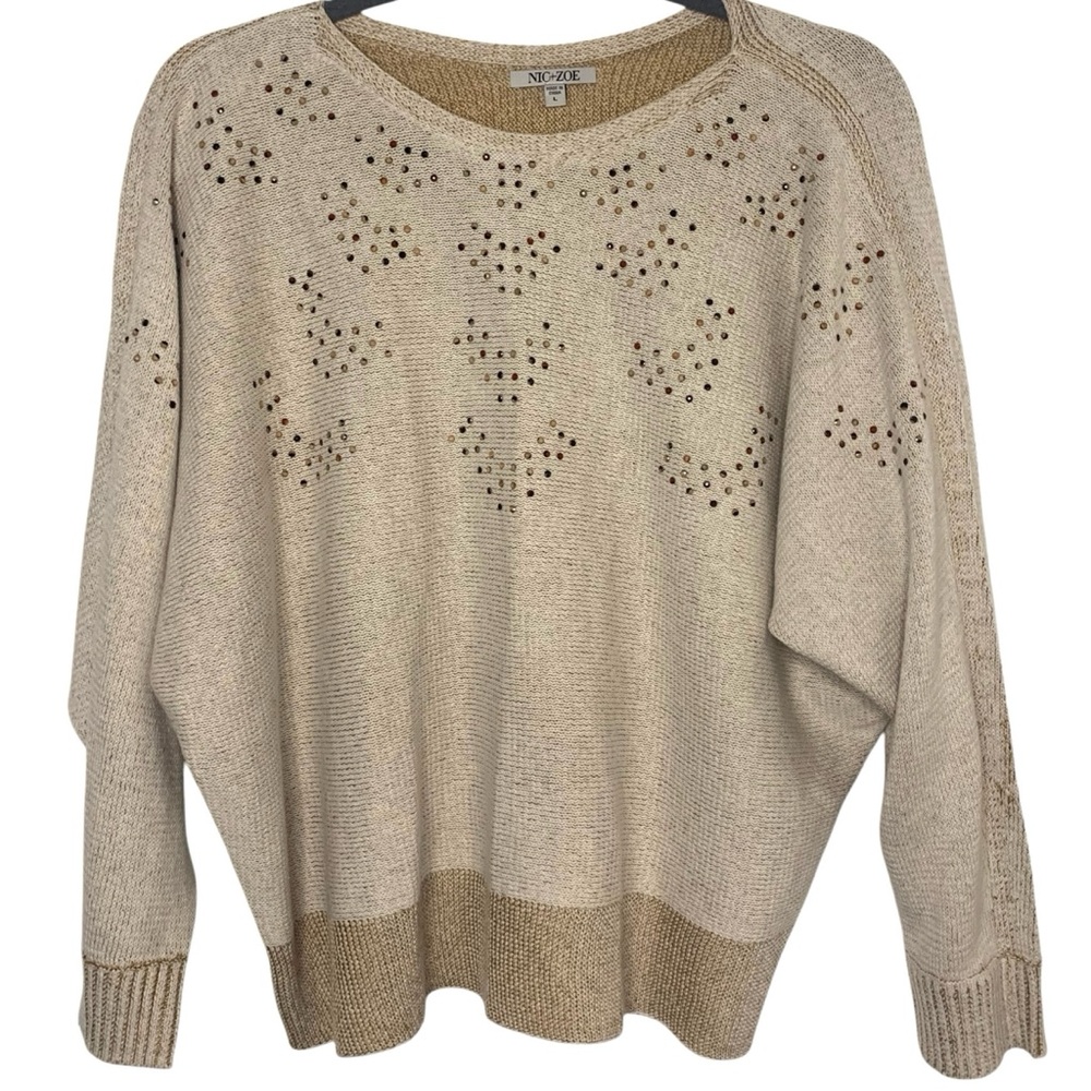 Nic + Zoe Large Rhinestone Embellished Constellation Boxy Sweater